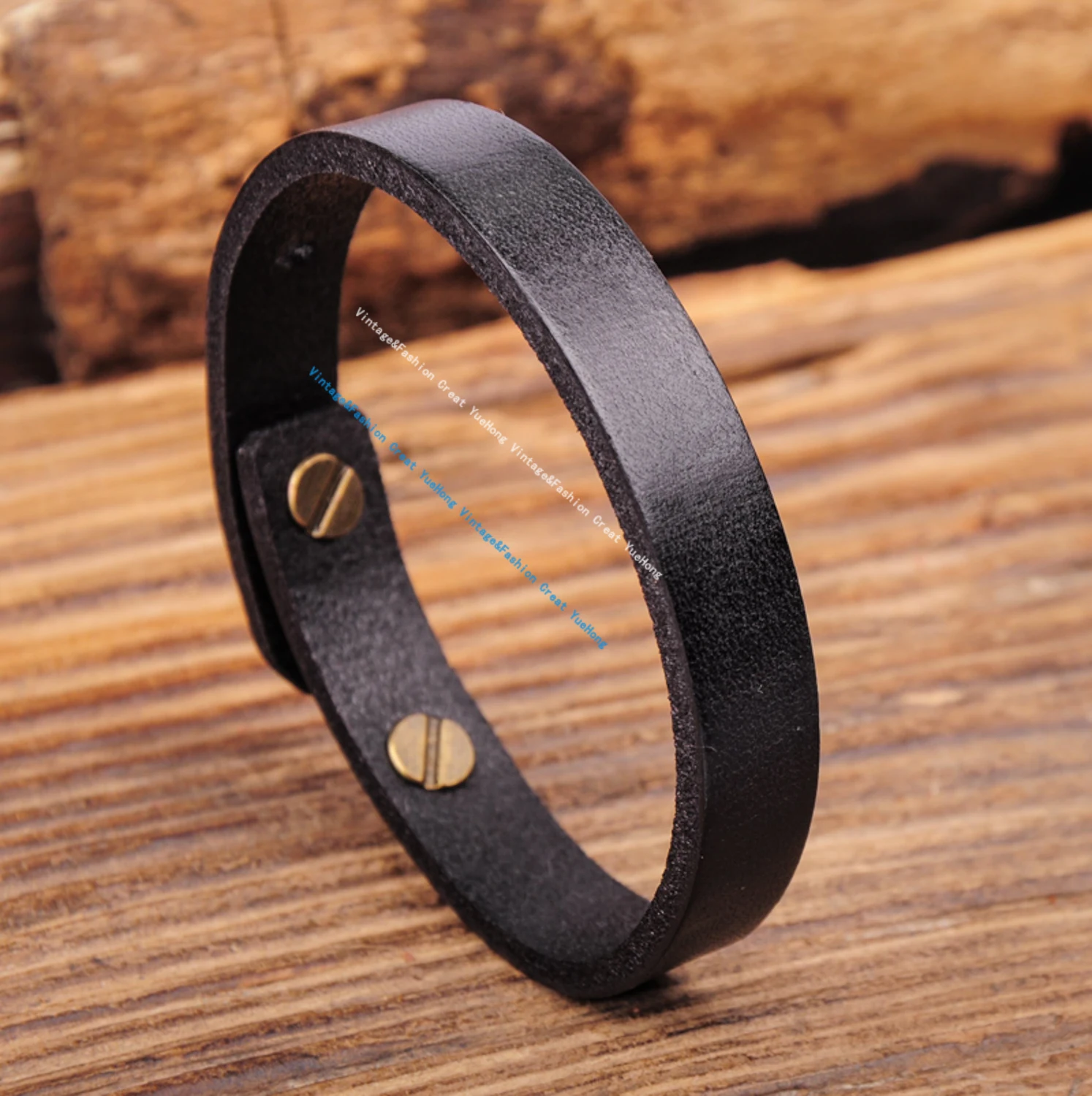 G370 Black Simply Stylish Single Band Genuine Leather Bracelet Wristband Women\'s