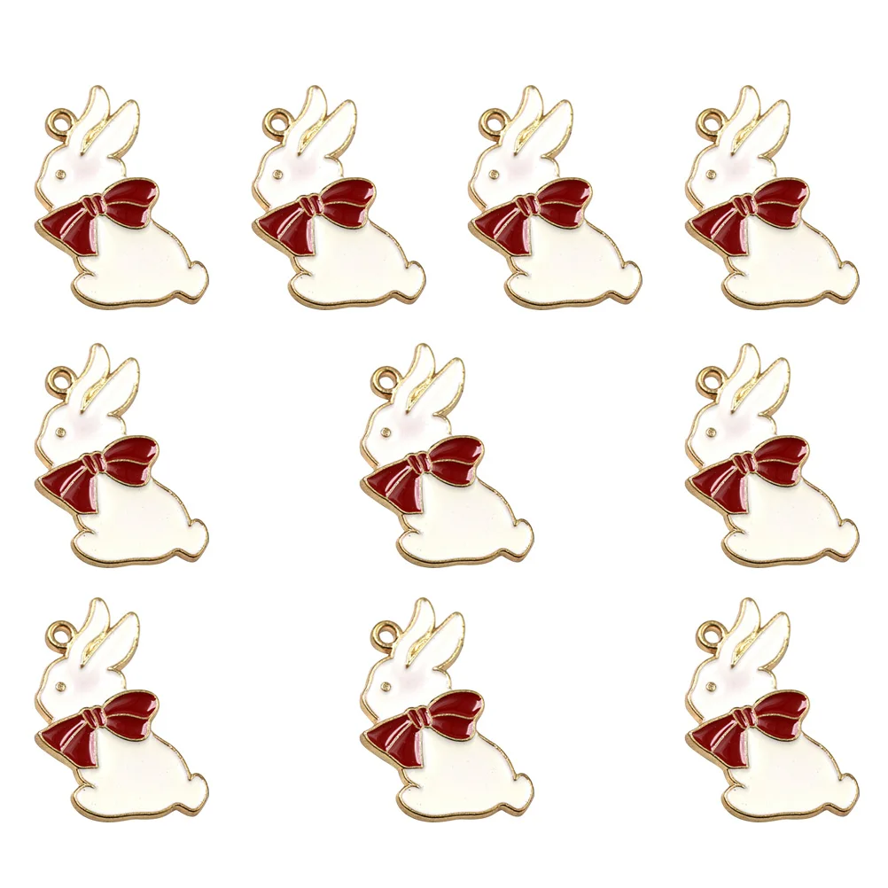 

10pcs Alloy Rabbit Bow Charms Pendants Jewelry Making Accessories Necklace Bracelet Keychain Diy Pendant Set Fashion Decorative