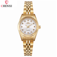 CHENXI Brand Top Luxury  Ladies Golden Watch for Women Clock Female Women's Dress Rhinestone Quartz Waterproof Wristwatches