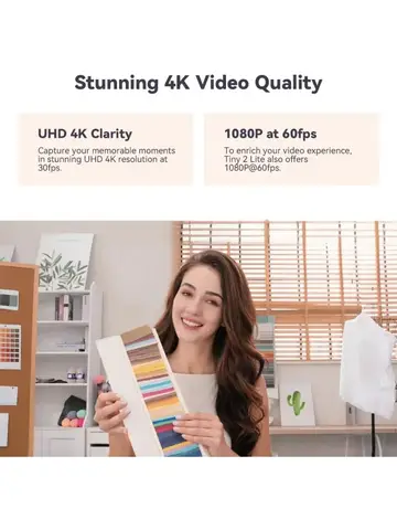 OBSBOT Tiny 2 Lite PTZ 4K Webcam 1080p@60fps HDR With AI Tracking Privacy Cover Microphone 1/2 Sensor USB2.0§Plug&play