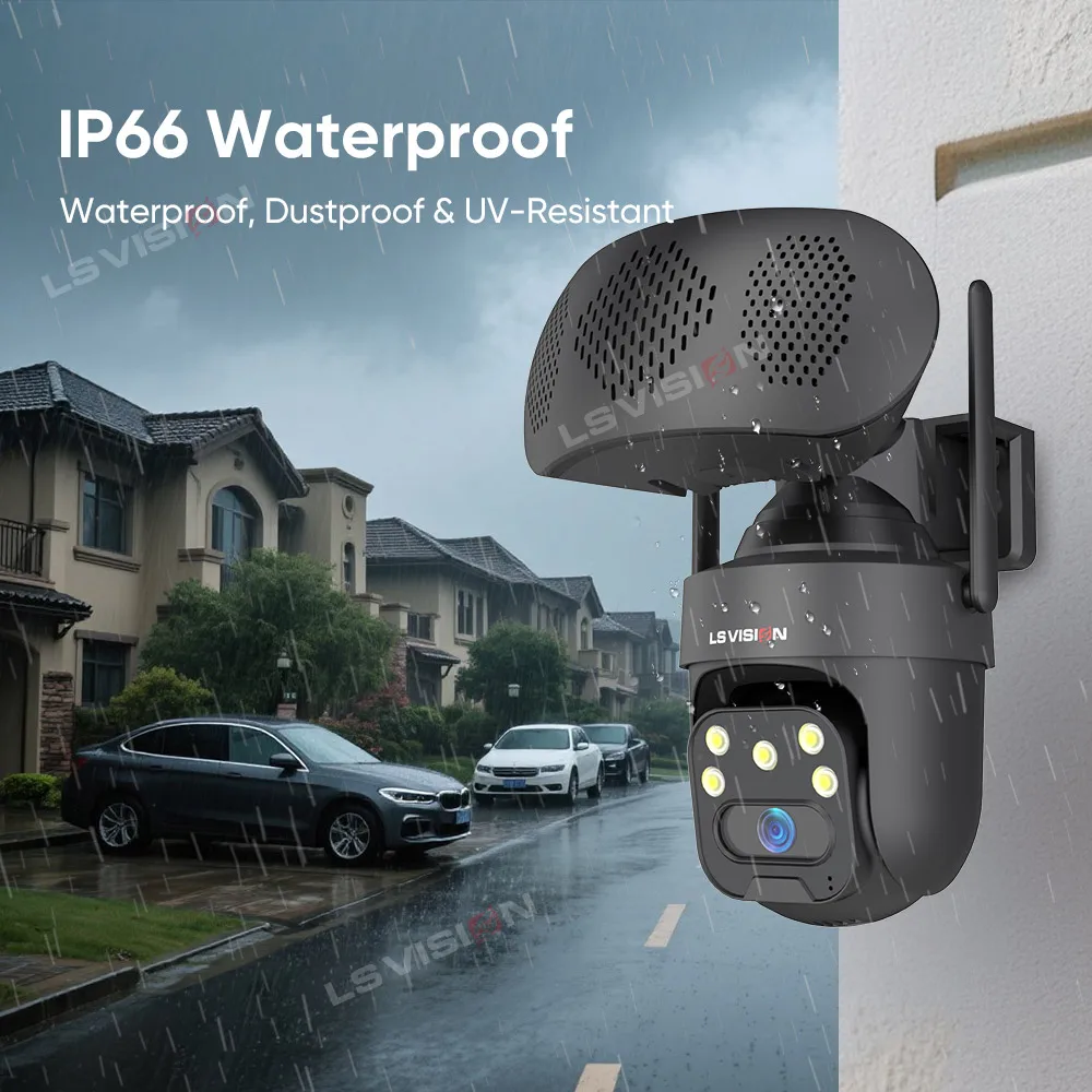 LS VISION 4MP WiFi IP カメラ Bluetooth ラウドスピーカー音楽プレーヤー屋外ワイヤレスセキュリティカメラ人間検出自動追跡