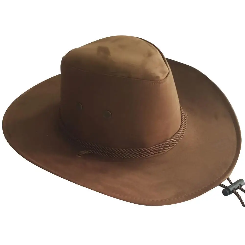 Artificial Suede Western Cowboy Hats Vintage Big-edge Gentleman Cowgirl Jazz Hat Party Cosplay Hat For Men Color Mongolian Caps