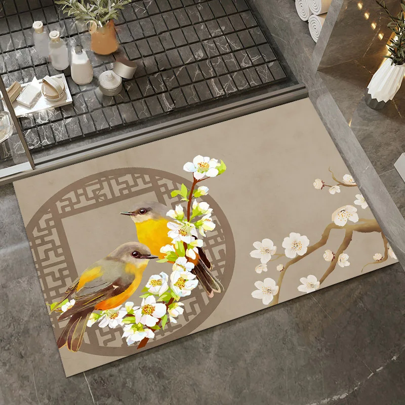 New Chinese style Door Mat Diatom Mud Bathroom Floor Carpet Water Absorbing Quick Drying Non Slip Kitchen Rug Home Decor Doormat