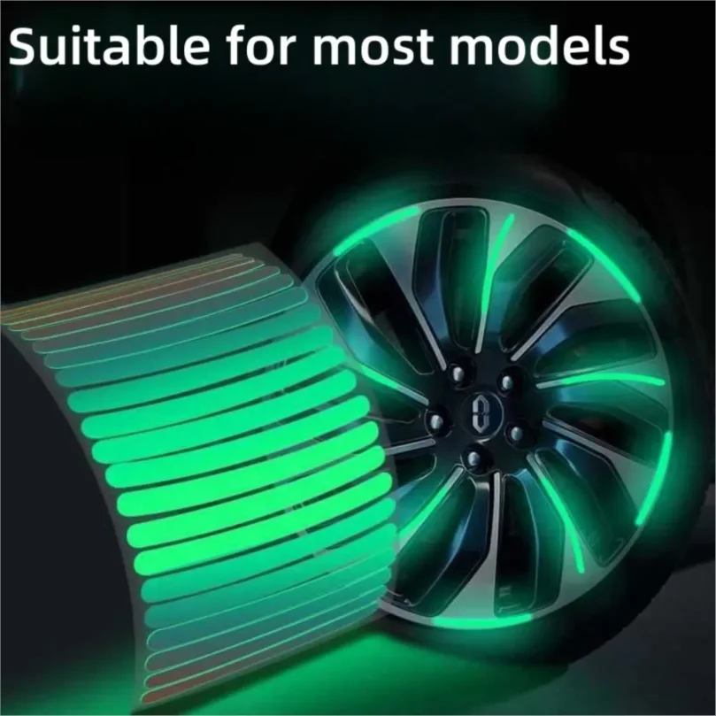 20pcs Car Wheel Hub Reflective Sticker Tire Rim Reflective Strips Luminous for Night Driving Car Bike Motorcycle Wheel Stickers