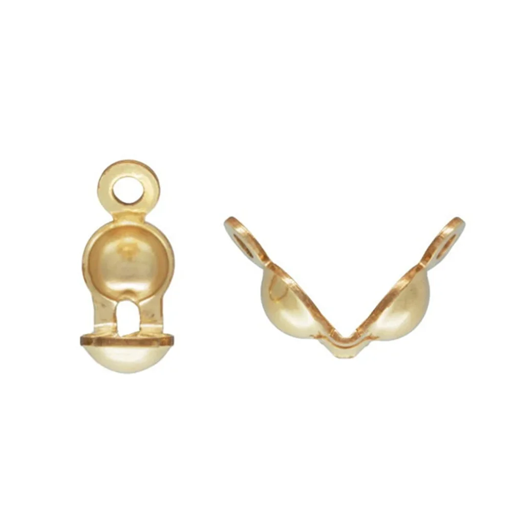 10 Pieces Clamshell Fold-Over Crimp Bead Tips in 14K Gold Filled for Knot Cover Ends