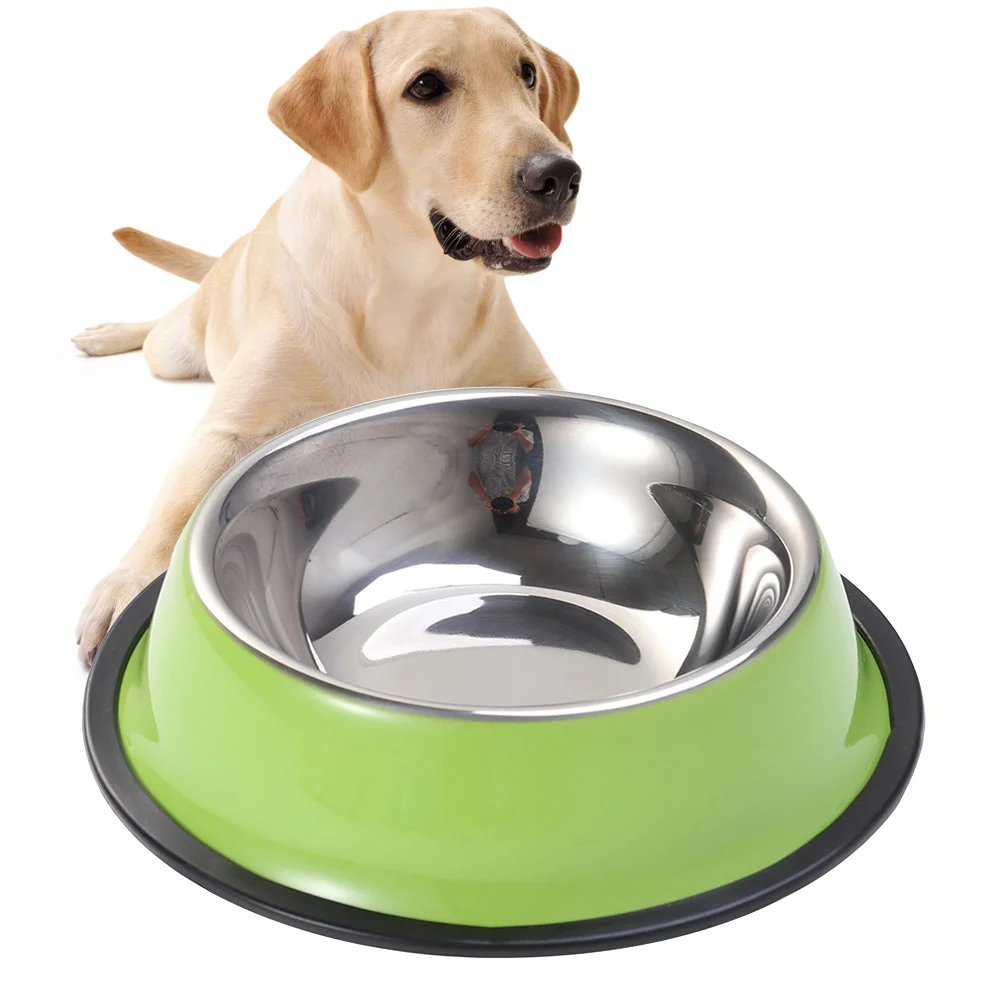 

Stainless Steel Dog Bowl for Dish Water Paw Dog Food Bowl Pet Puppy Cat Feeder 18cm (Green) pet bowl pet supplies