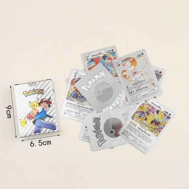 55PCS Pokemon Cards Vmax GX German French English Spanish Pokémon Cards Pikachu Colorful Anime Tables Games Deck Box Kids Toys