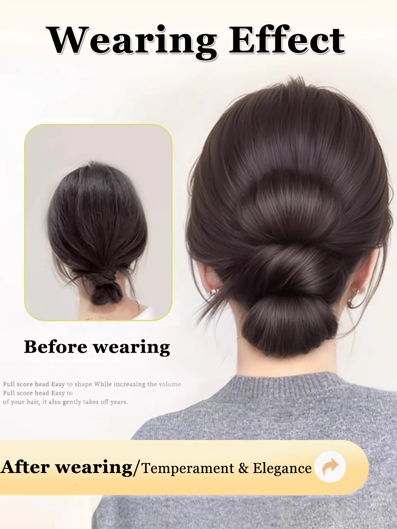 Synthetic Clamp Type Bowknot Hair Bun With Claw Clip Elegant And Natural Shuttlecock Head Ponytail Hair Extensions For Women image 2