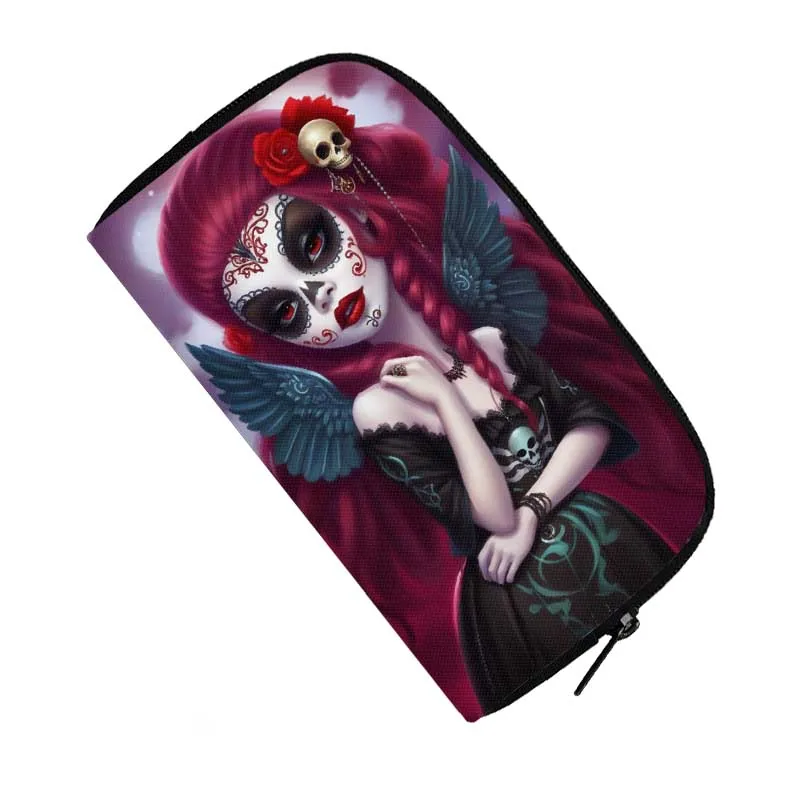 Fantasy Witchcraft Black Cat Print Wallet Skull Witch ID Credit Card Phone Holder Women Coin Money Bags Casual Long Wallet Gift