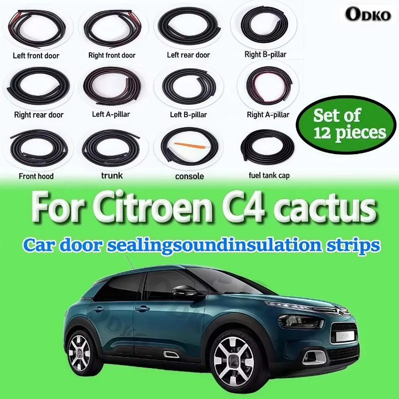 Car Door Seal Strip Rubber Noise Insulation Dustproof Seal Strip Not easy to Fall off For Citroen C4 cactus Car Accessories 12pc