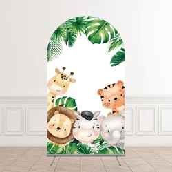 Mehofond Custom 2-Sided Safari Jungle Wild One Animal Boy Birthday Party Baby Shower Cover Chiara Arch Background Decor Backdrop