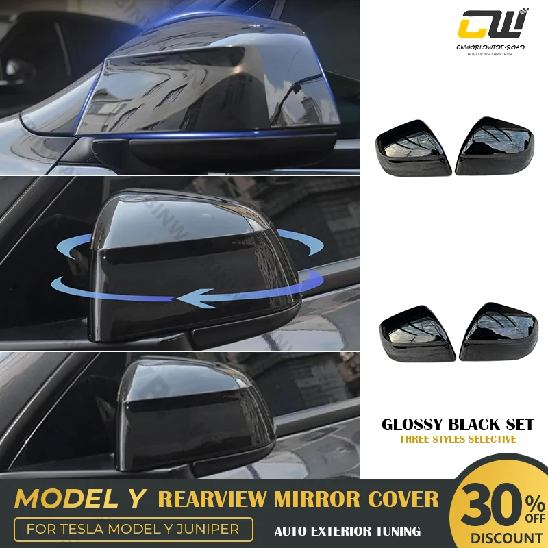 

For Tesla Model Y Juniper 2025 Glossy Black Rearview Mirror Cover Model Y Performance Cap Accessory Tesla Auto Accessories