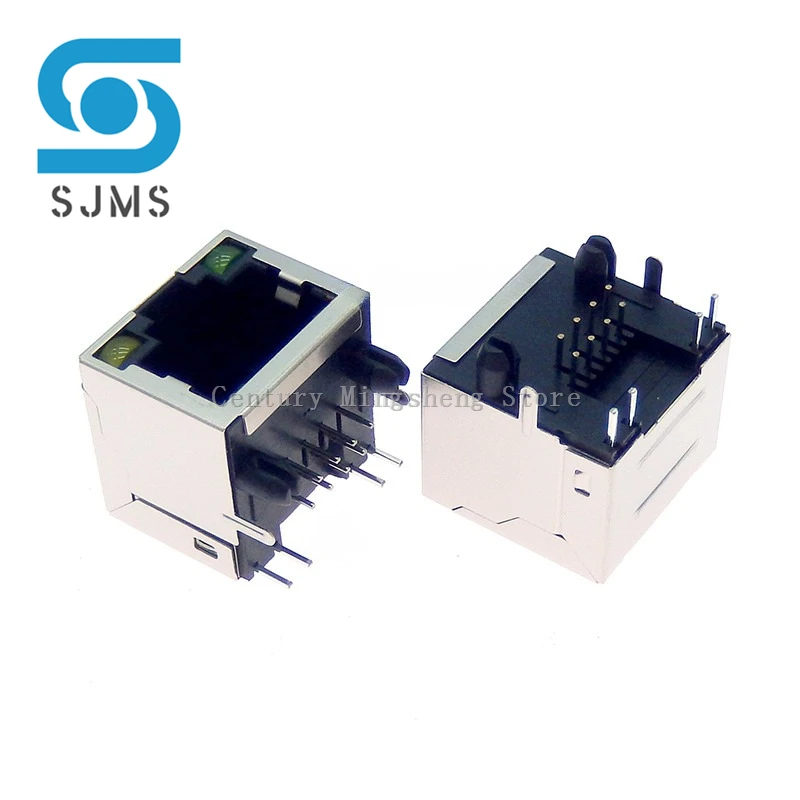 2/5/10PCS RJ45 Network Ethernet FEMALE SOCKET with light RIGHT ANGLE 56 8P8C female jack connector 8Pin Socket Port