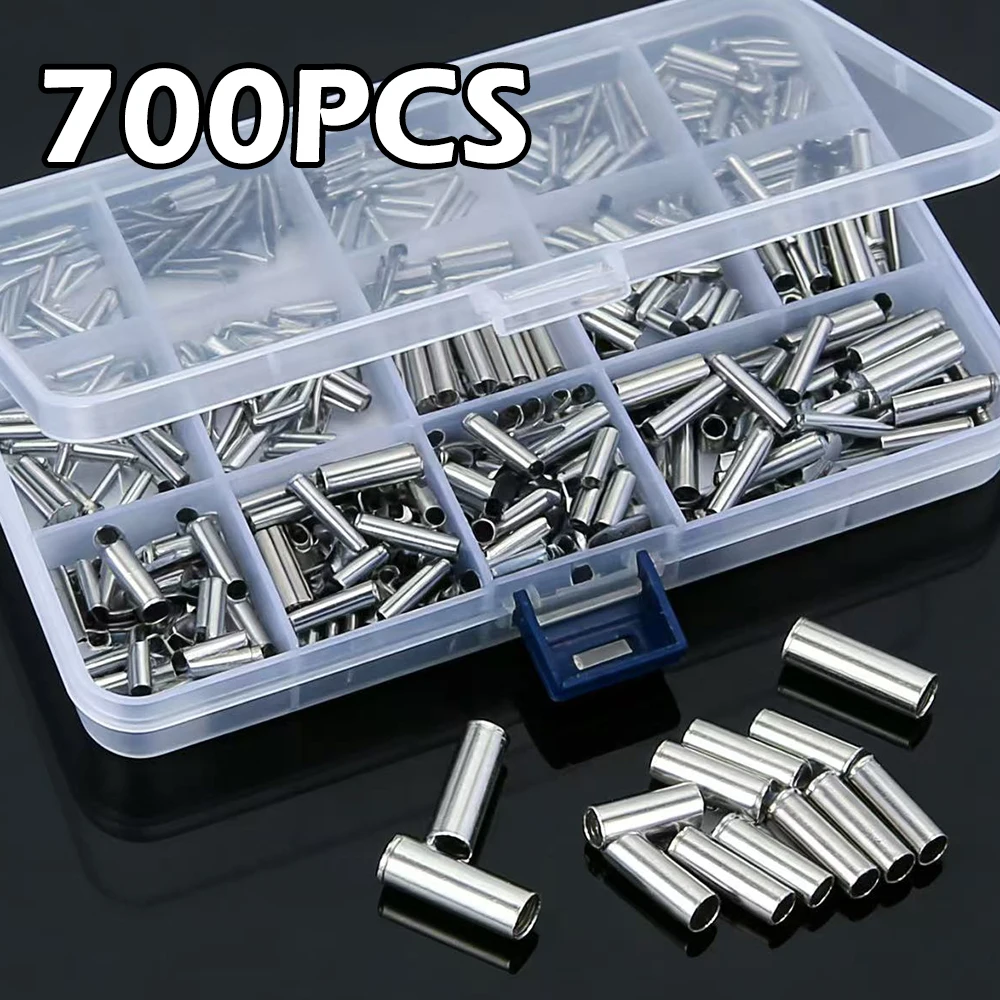 

700PCS Mixed Ferrules Non-Insulated Wire Connector Electrical Cable Terminal Copper Tin-plated Crimp Terminal Box Set 0.5-6mm2