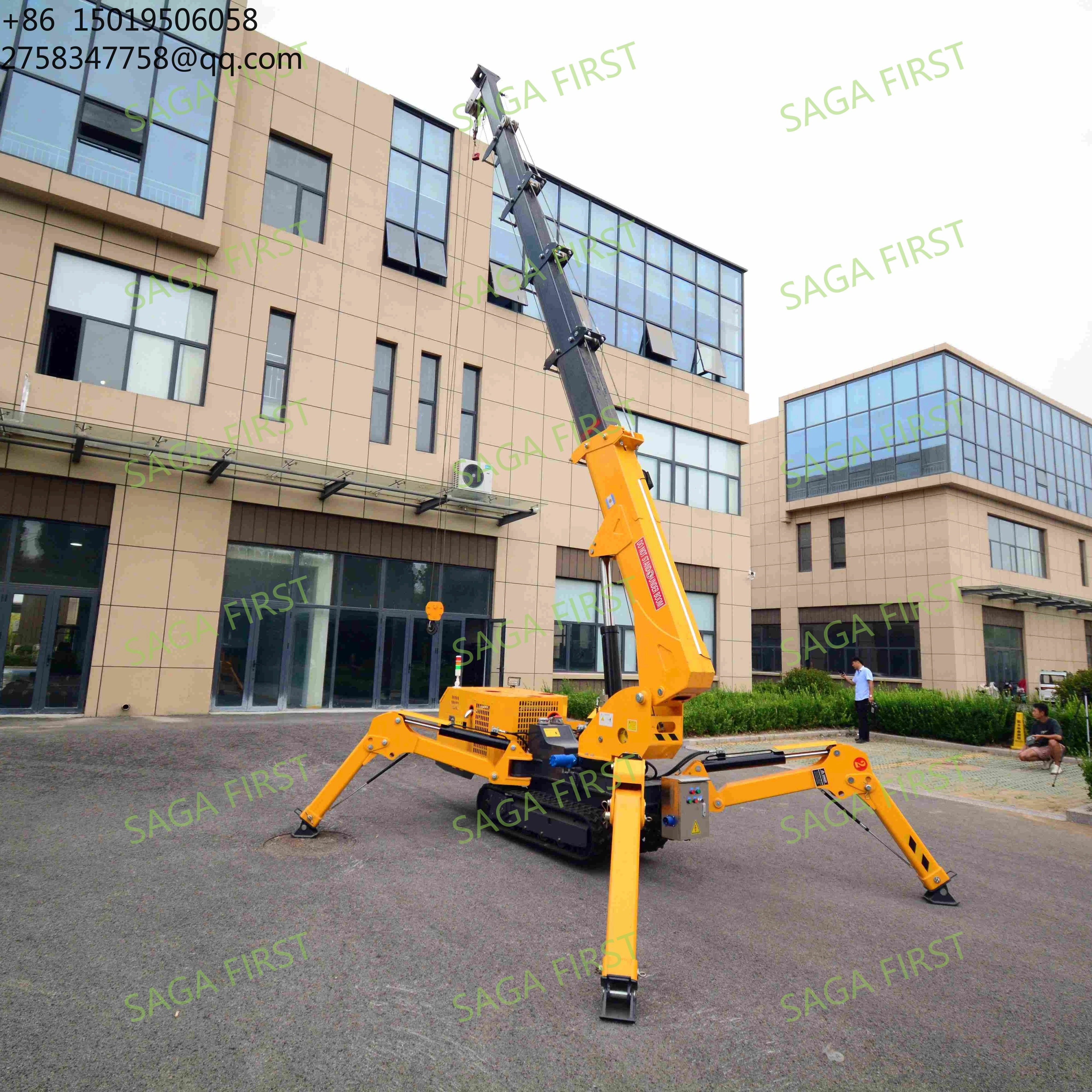 Di-esel Engine 3t 5t 10t Foldable Mini Spider Crane Self-Propelled Crawler Crane With Remote Control