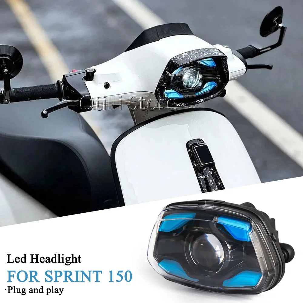 

New LED Headlight Durable Front Head Light Motorcycle Accessories Blue For Vespa Sprint 150 Sprint150 SPRINT 2023 2024 2025