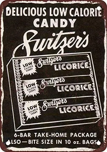 1955 Switzer'S Licorice Vintage Look Reproduction Metal Tin Sign 8X12 Inches