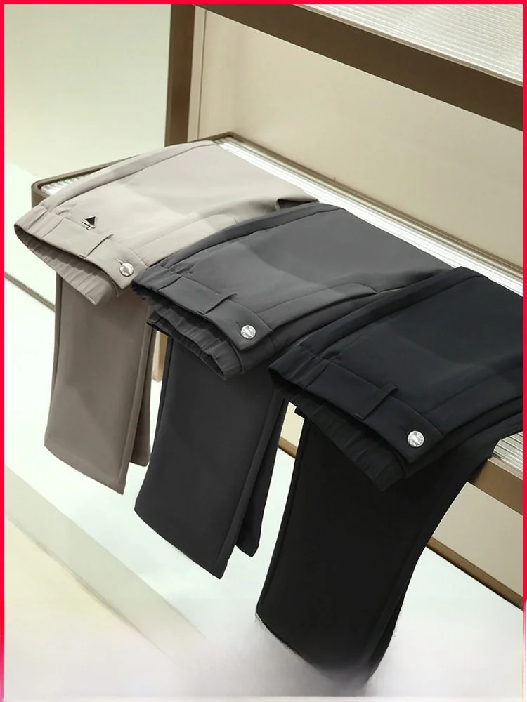 

Warm Fce Lined Outdoor Casual Pants for Men High Elastici Straight Leg Pants Faionable Busin Casual Sle