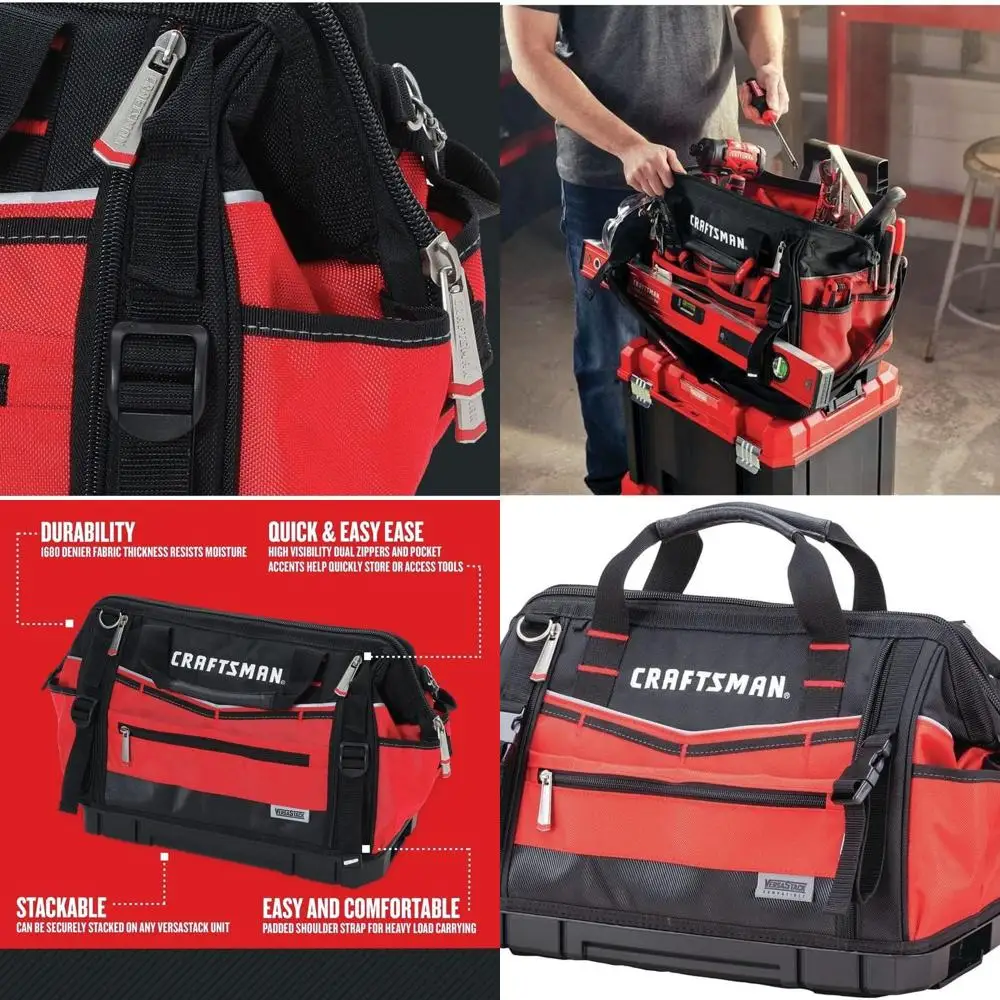 

VERSASTACK Heavy-Duty 31-Pocket Tool Bag, Zippered Organizer Tote (CMST17622)
