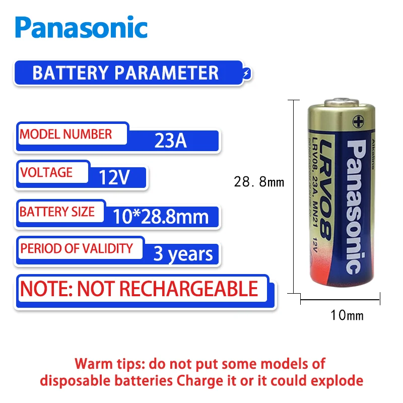 Panasonic 23A 12V Alkaline battery 5 electric Roller shutter door anti-theft flasher bell pendant lamp remote control available