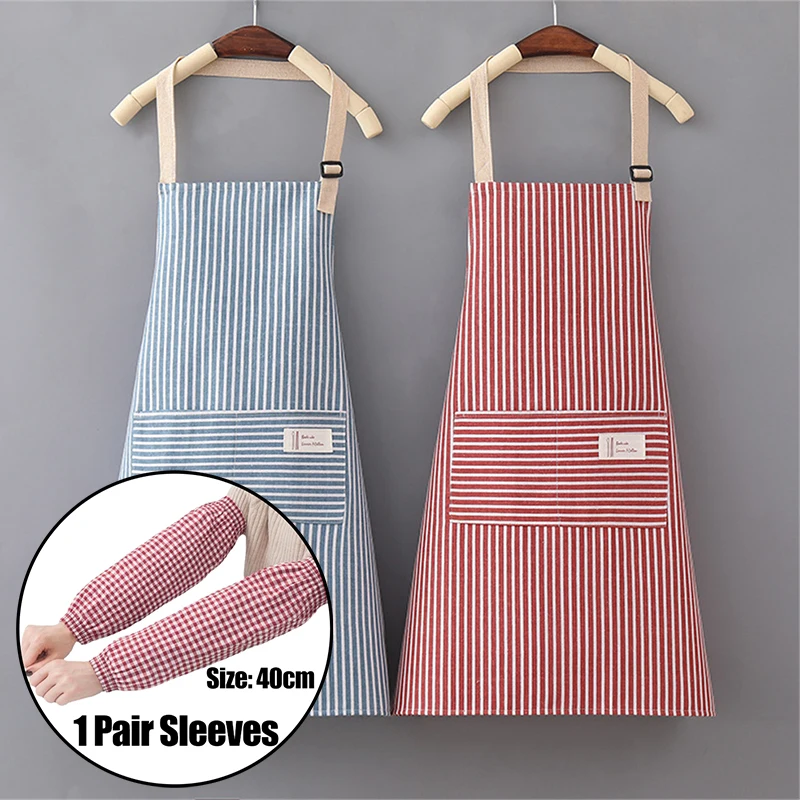 

Kitchen Cooking Oilproof Apron Fashionable Waterproof Striped Kitchen Apron for Home Restaurant Work