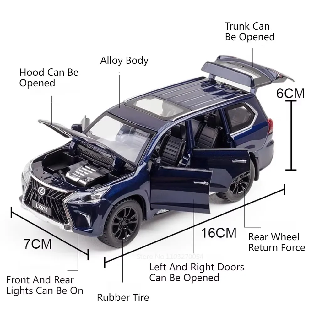 Modelo de juguete 1:32 LX570 LM300H, coche de aleación fundido a presión, 6 puertas, luz de sonido abierta, vehículos en miniatura para niños, amigos, regalos de vacaciones