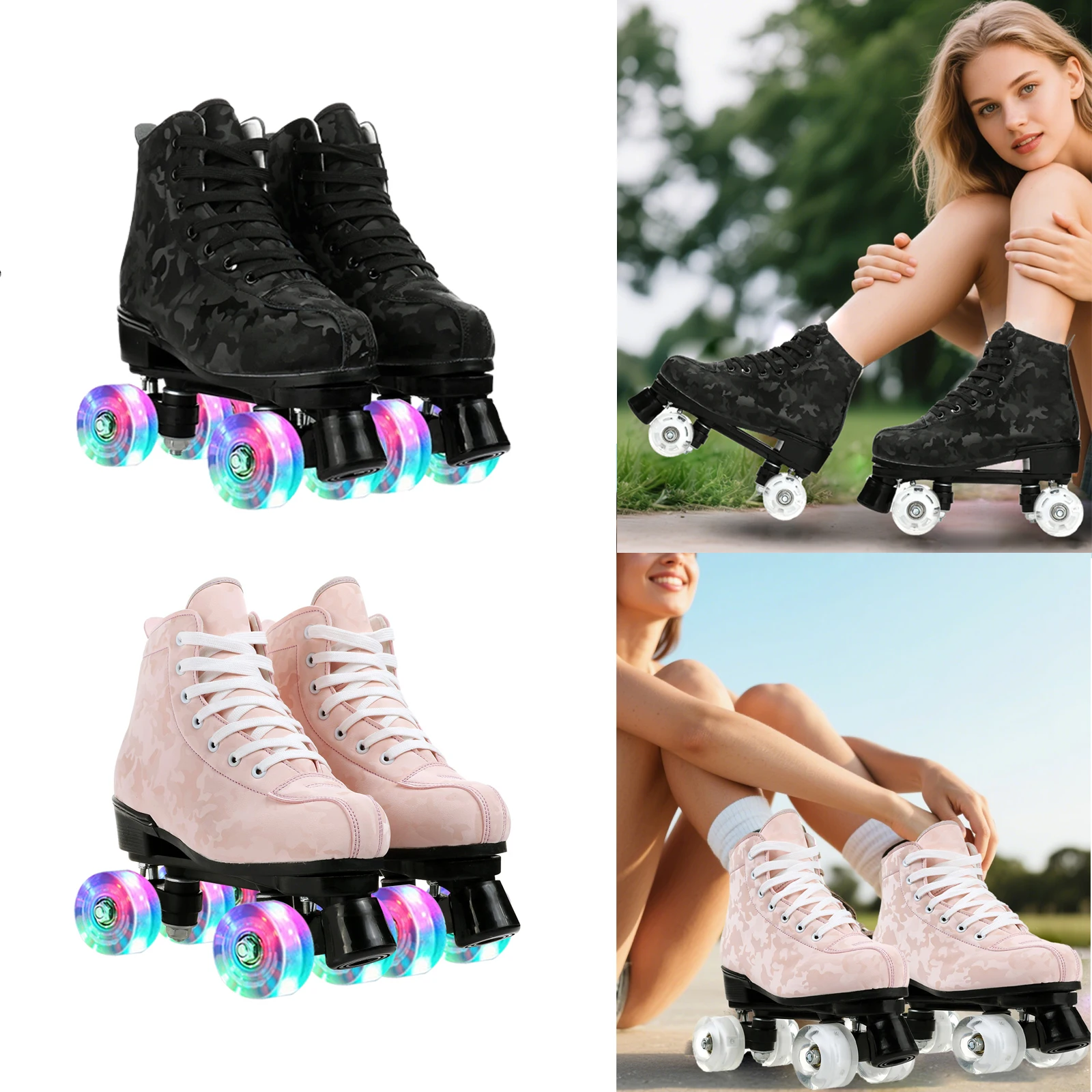 

Двухрядные коньки, размер 37–45, спортивная обувь на открытом воздухе, мигающая обувь для роликовых коньков, 4-колесная обувь для коньков, тренировочные кроссовки для катания на коньках Rink