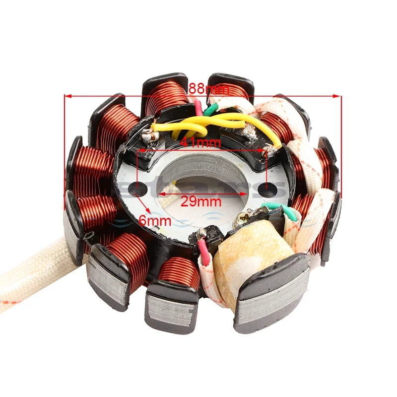 11-coil 6-wire 3 Phrase DC Fired Magneto Stator For Scooter Moped ATV Go Kart GY6 125 GY6 150 Cc 152QMI 1P52QMI 157QMJ 1P57QMJ