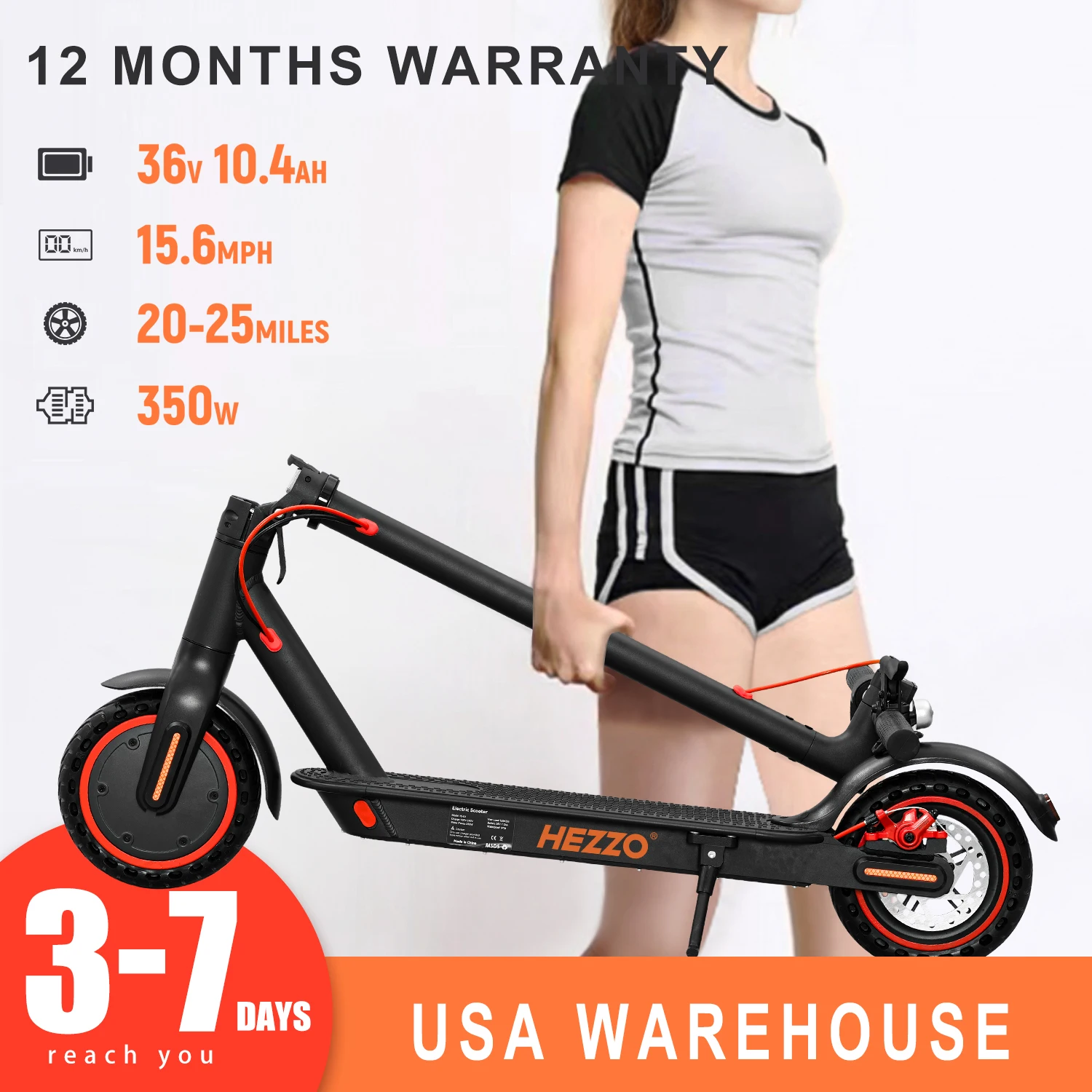 

350W adult electric scooter, 15.6 miles per hour convenient folding scooter for teenagers, 8-inch tires, lightweight and high-qu