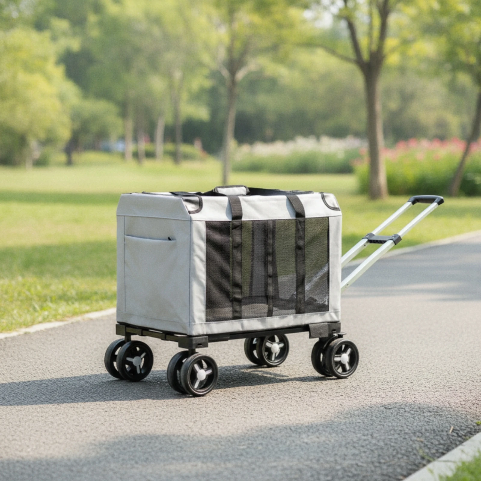 Rolling Pet Carrier Spacious Pet Carrier with Wheels Sturdy Lightweight for Small Dogs and Cats, Airports, Vet Visits