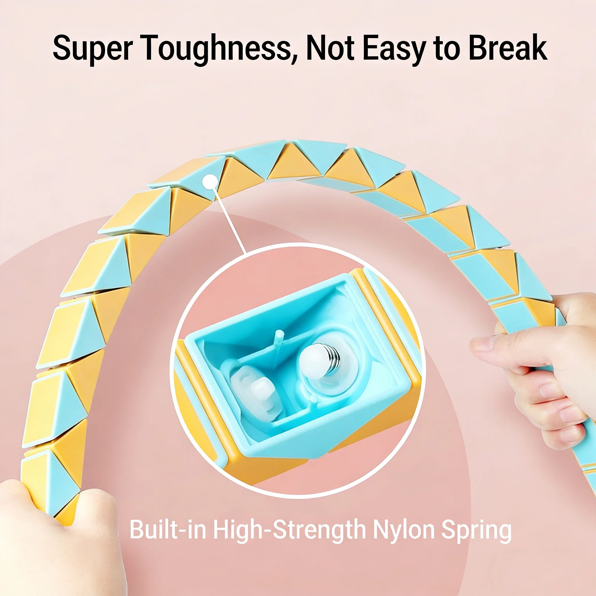 SENGSO مسطرة سحرية مجوفة 24/36/48/60/72 قطاعات كتل مكعب الأفعى السحري لعبة تململ للأطفال مكعب ألغاز ممتع ومسلي