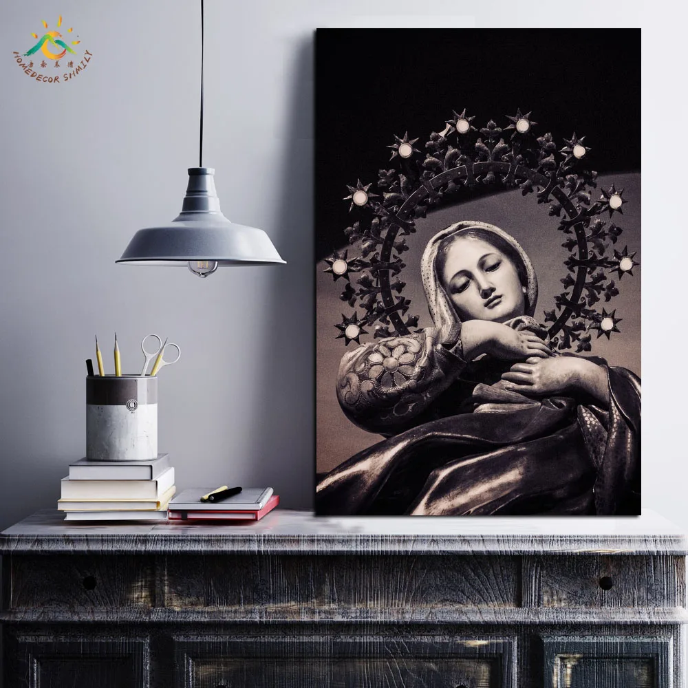 A Heavenly Pleasure Virgin Mary Wall Art Canvas Prints Painting Scroll Hanging Painting Hanging Poster Wall Pictures Home Decor