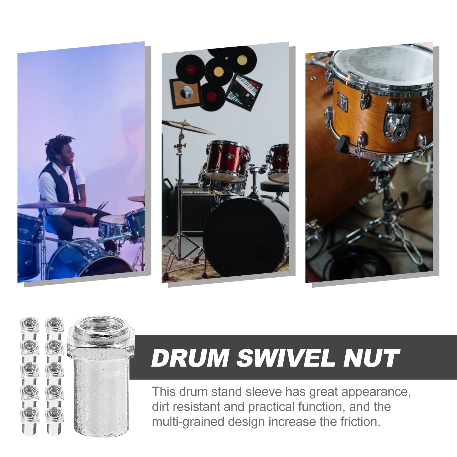 20pcs Drums 5mm 6mm Screws Nut Drum Part Practical Drum Set Easy To Install Durable Replacement Accessories Spare Parts