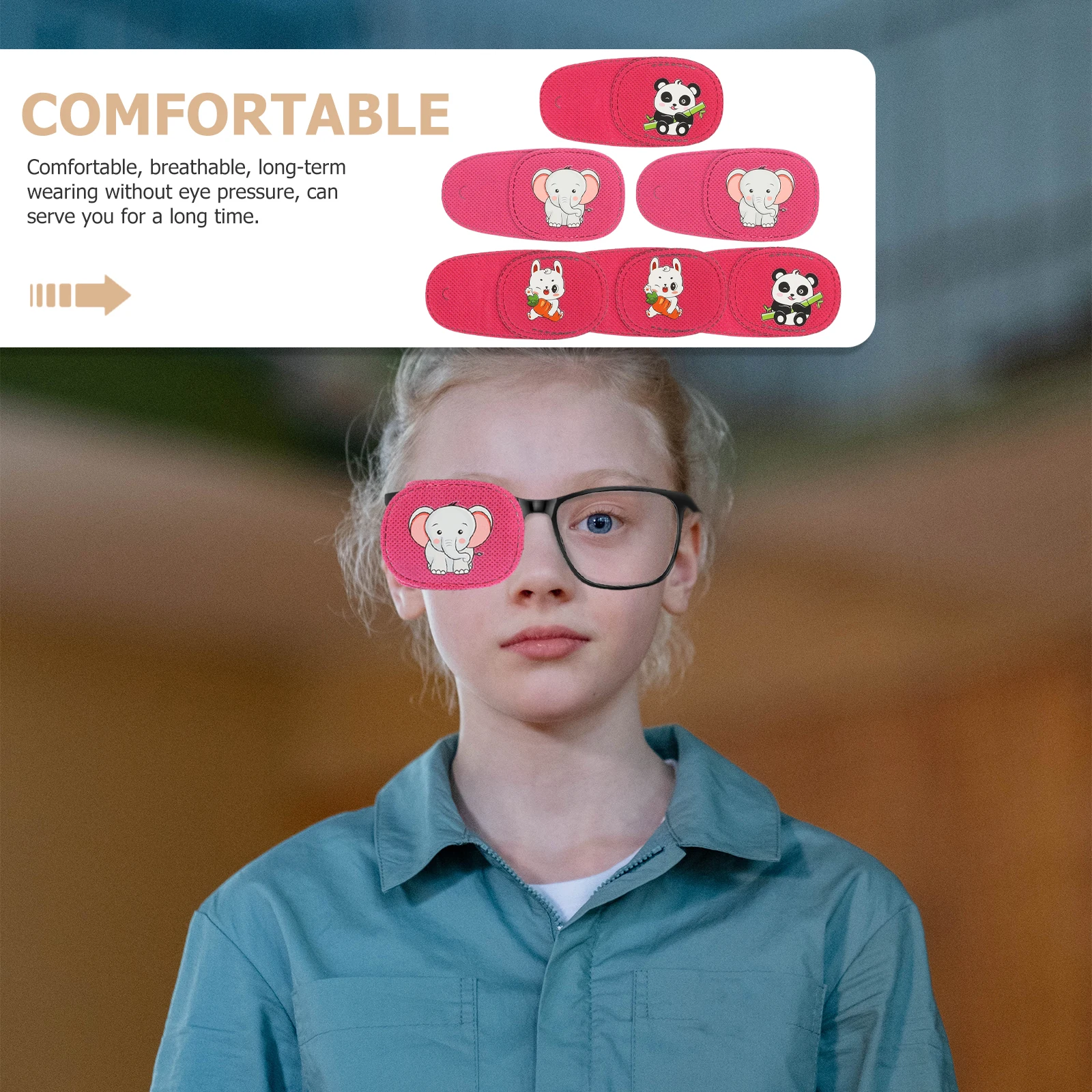 

6pcs Patch Strabismus Correcting Amblyopia Training Non-Woven Reusable Protector For Cartoon Design Comfortable