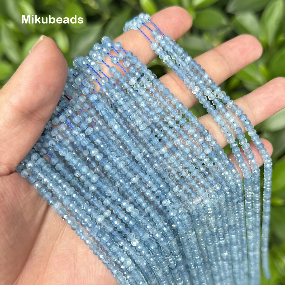 Wholesale Natural 3A Aquamarine 2.5*3.8mm Faceted Rondelle Loose Beads For Jewelry Making DIY Bracelets Necklace Mikubeads