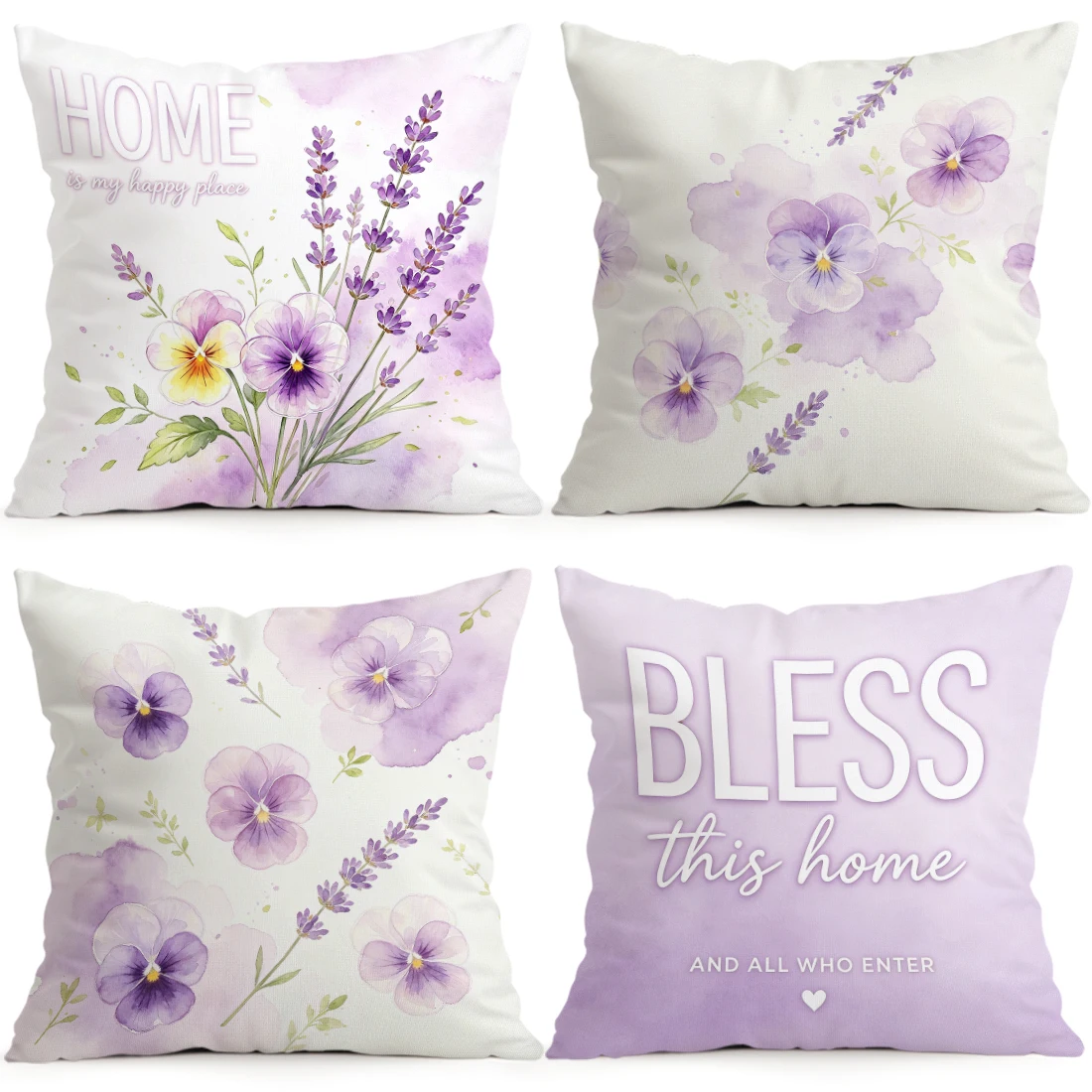 Wind Purple Flowers Pillowcase Printed Polyester 40/45/50cm Throw Pillowcover Decorative Sofa Cushion Pillowslip Home Decor