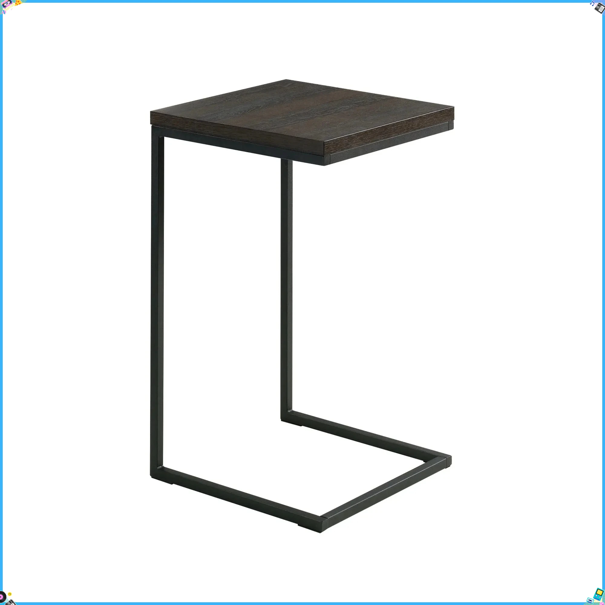 

C-Shape Metal End Table, Espresso/Black Finish