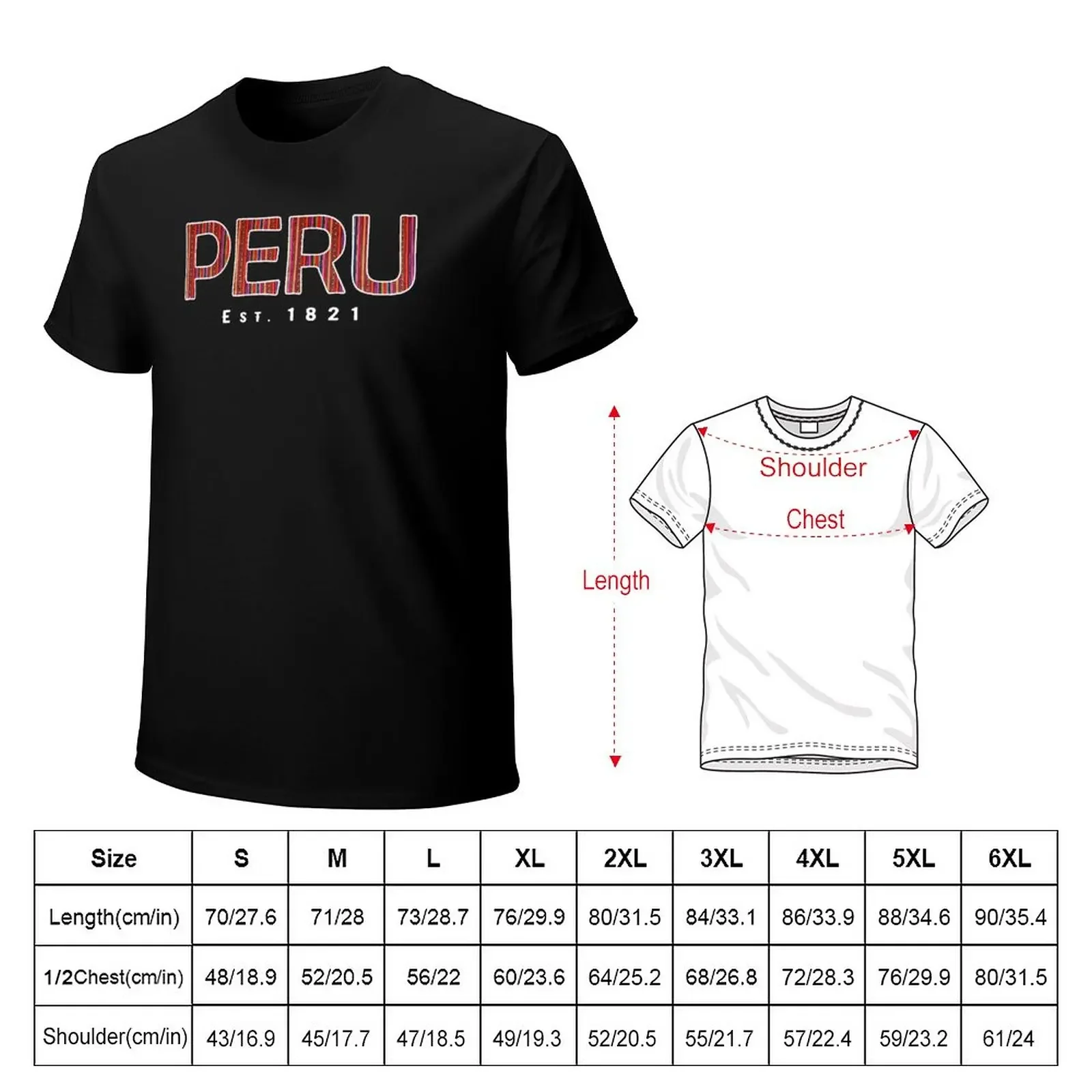 Peru T-shirt Peruvian Textile Tee T-Shirt blacks Aesthetic clothing plain black t shirts men