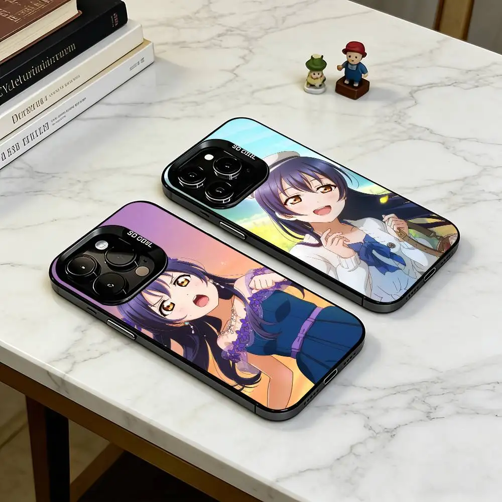 Capa de Telefone U-Umi Sonoda para iPhone 17, 16, 15, 14, 13, 12, 11 Plus, Pro Max, XS, Capa Interna Colorida com Revestimento Prateado