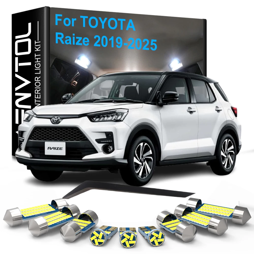 10 pçs luzes interiores do carro led canbus para toyota raize 2019 2020 2021 2022 2023 2024 2025 cúpula leitura tronco lâmpadas da placa de licença