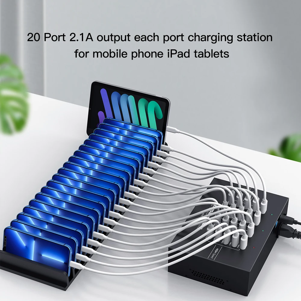 NEW 20 Port USB 3.0 High Speed Hub with 40A Power Adapter for Multiple Devices Charging