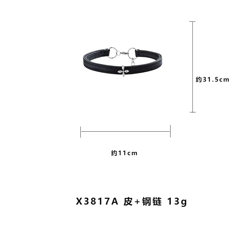 Retro Heavy industry Dark Punk Fashionable Individuality Gothic Tide Sweet Cool Hottie Leather Choker Collarbone chain