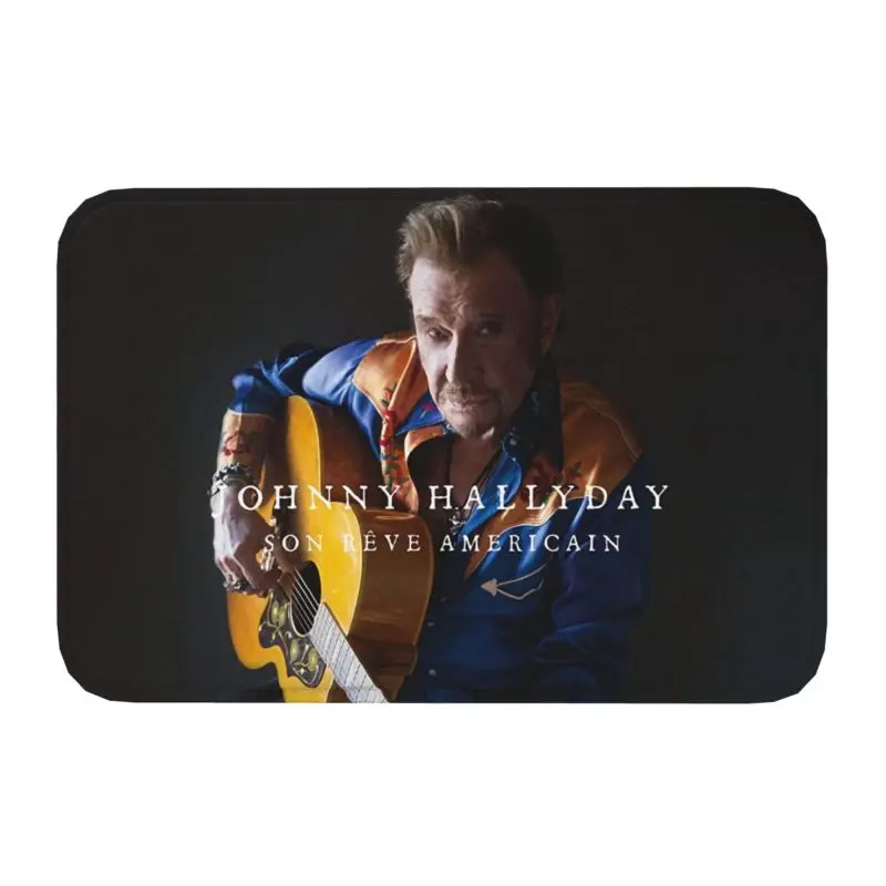 Personalized Johnny Hallyday Son Reve Americain Doormat Mat  French Rock Singer Bathroom Kitchen Garden Rug Carpet 40*60cm