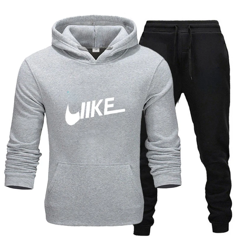 2025 Men and women's fashion trend hooded casual two-piece set, sweater jacket and pants, fashion brand printing logo, size S-3X