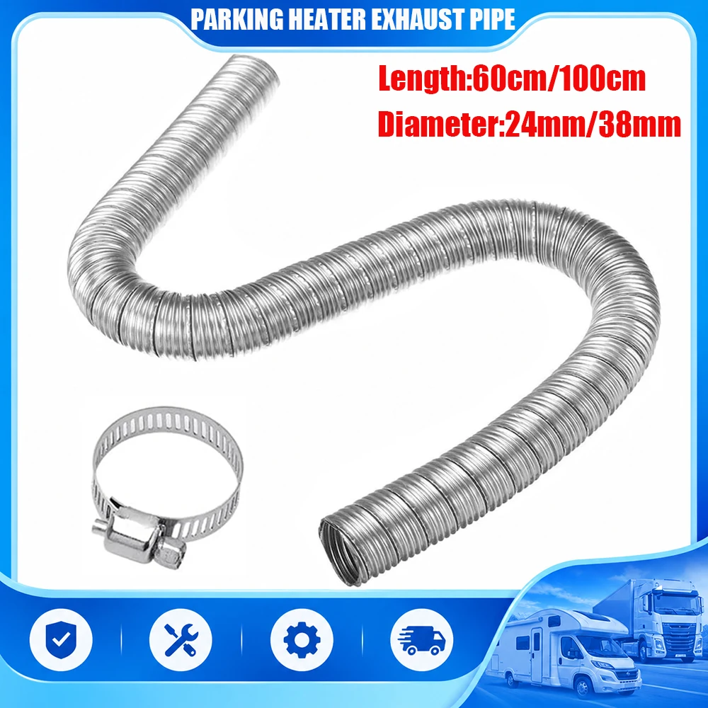 24mm 38mm 0.6M/1M Stainless Steel Dual-Layer Car Heater Exhaust Pipe for Webasto Diesel Parking Heater
