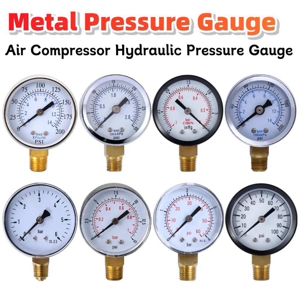 Pressure Gauge Air Compressor Hydraulic Pressure Gauge Compressor Compressed Manometer for Pneumatic Regulator Air Compressor