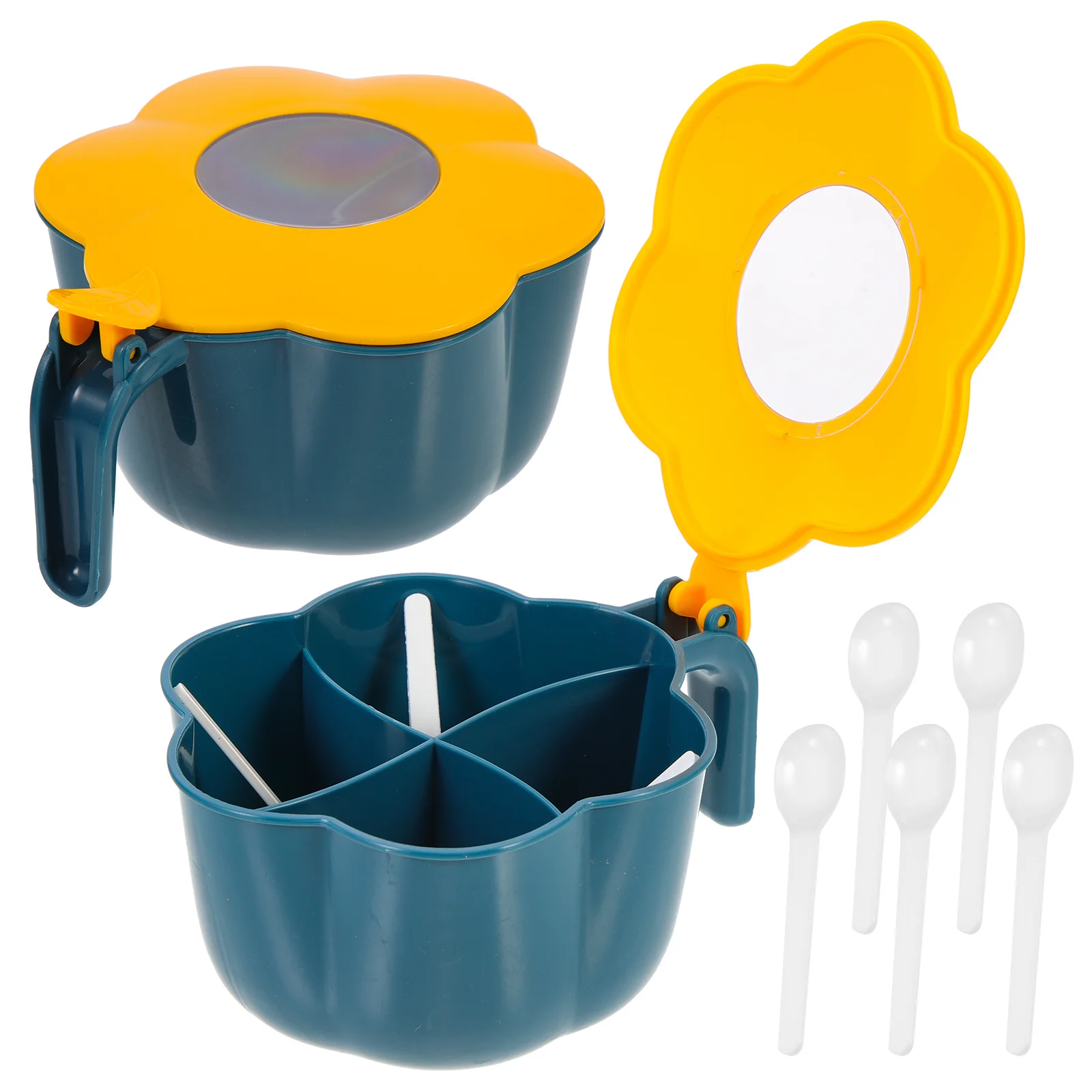 

2Sets Kitchen Spice Box Divided Seasoning Container Flower Design Household Salt Jar Kitchen Essentials Multi-Function