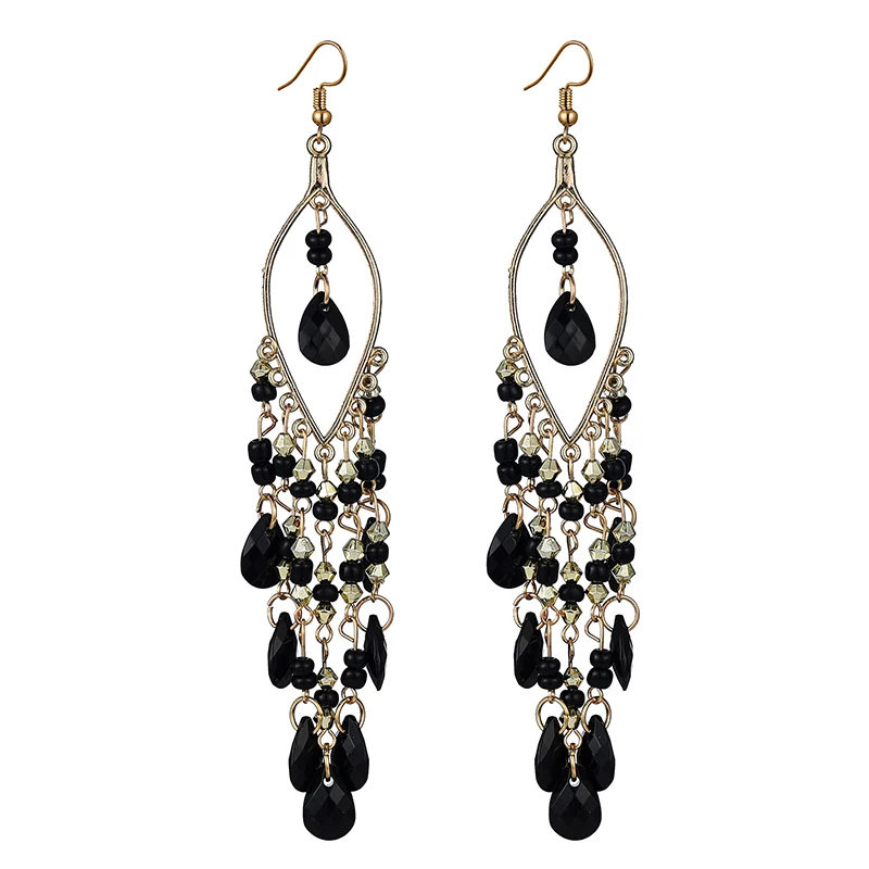 Ethnische Lange Acryl Wasser Tropfen Ohrringe für Frauen Retro Boho Gold Farbe Hohl Quaste Ohrringe Bijoux Femme Zubehör – Detail 29