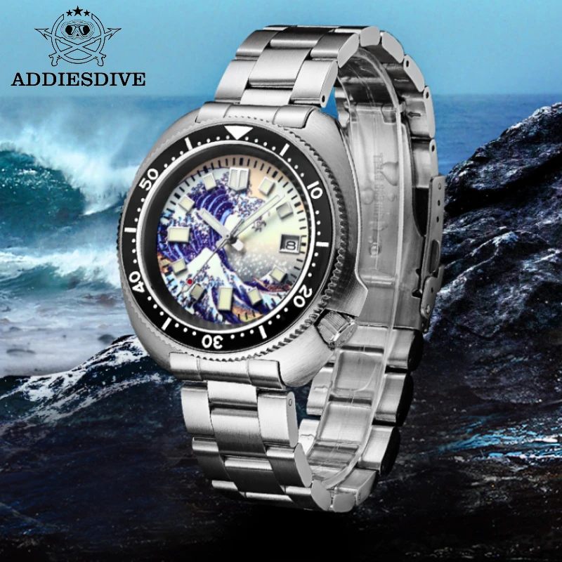 

ADDIESDIVE Men‘s Watch 20Bar Waterproof Reloj Hombre Kanagawa Surf C3 Luminous Sapphire Glass NH35 Automatic Mechanical Watch