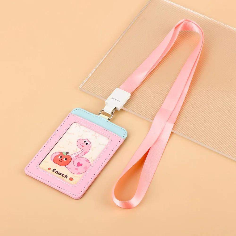 

Simple Capybara Lanyard Card Holder Cute Animals Anime ID Badge Holder Leather Colorful Cover Office